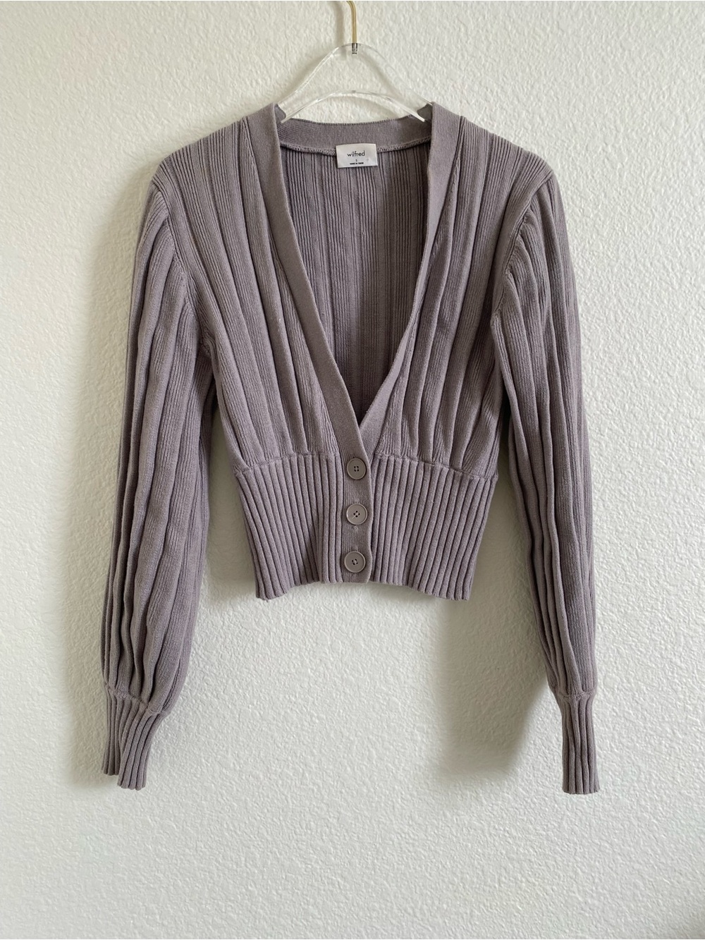 Wilfred Merino Wool Cotton Button Ribbed Cardigan Sweater
